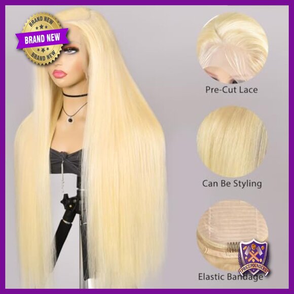 13x6 Lace Front Wig Human Hair Straight 150 Density Medium Cap main image 2
